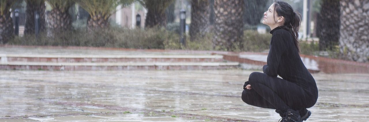 A woman in the rain