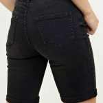 Black denim shorts